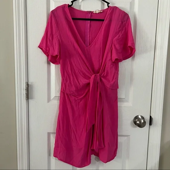 entro | Dresses | Entro Dress Hot Pink Front Tie Boutique Brand Sleeves  Medium | Poshmark